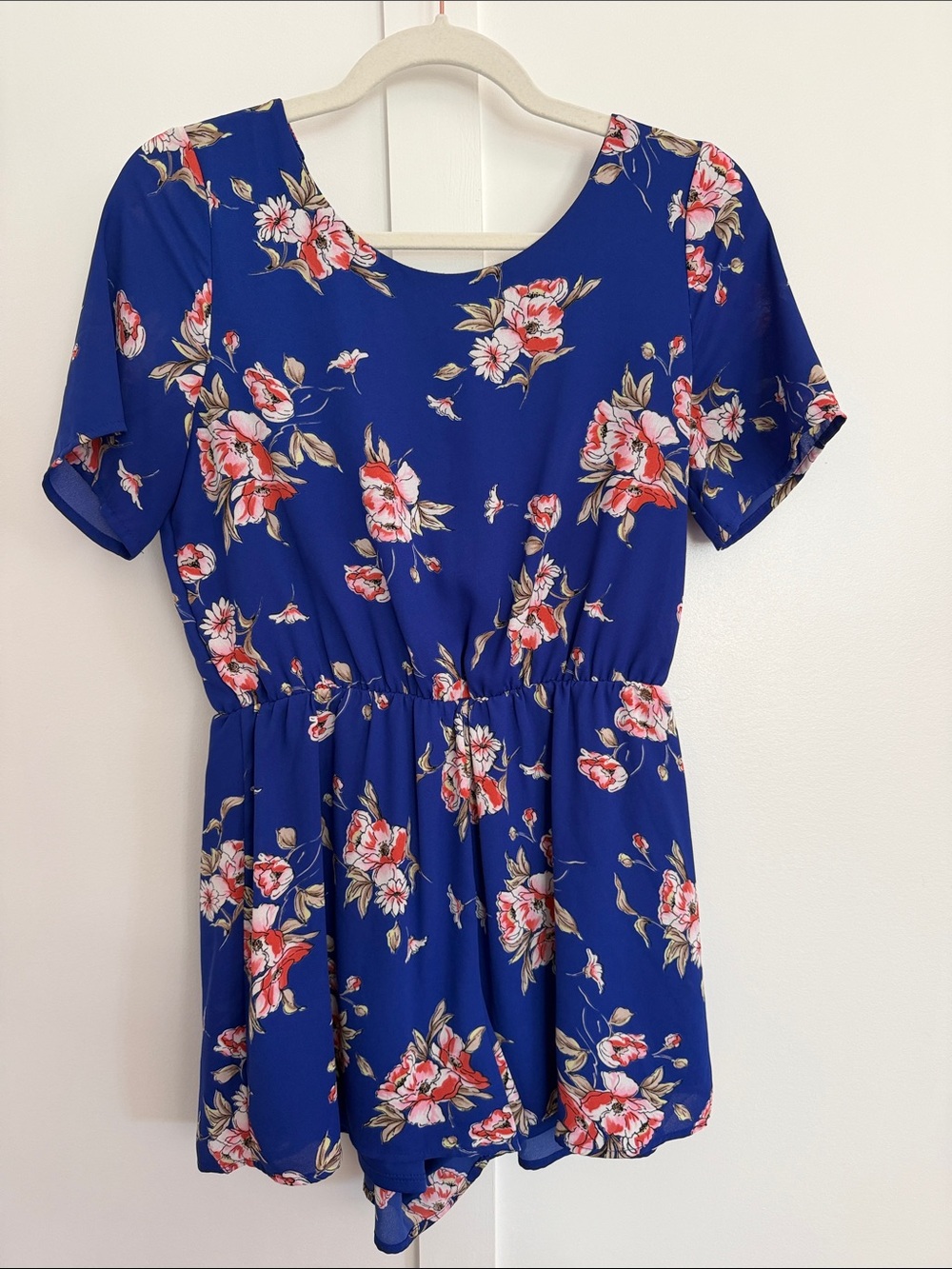 Sienna Sky Royal Blue Floral Short Sleeve Romper